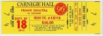 UNUSED SINATRA 1987 CARNEGIE HALL TICKET